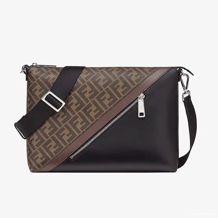 Cheap Fendi Motif FF Fabric Slim In Brown Messenger Bag 0615
